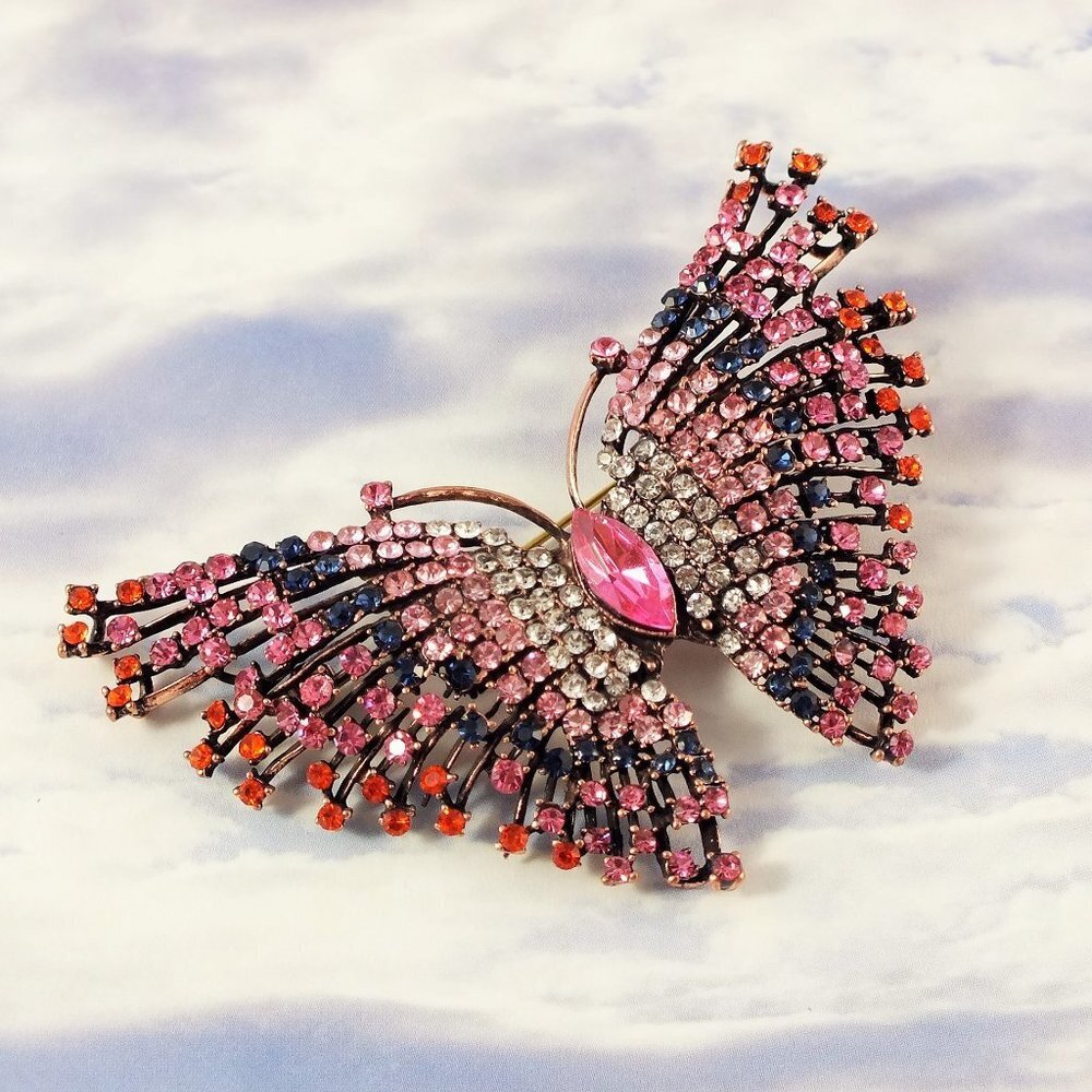 Large Pink Butterfly Brooch Colourful Butterfly Brooch Pin